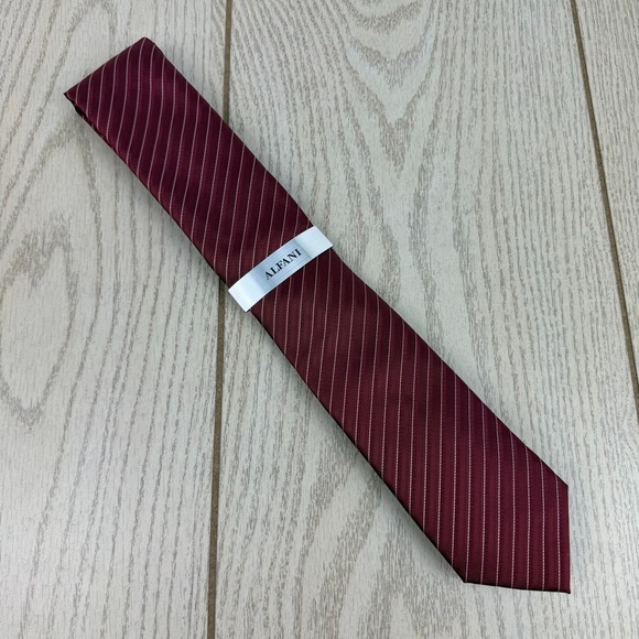 Alfani Other - 814 Alfani Men's Tie Ozark Stripe 601 Burgundy (Red) $55 Polyester
